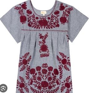 Sz L Layerz pinstripe denim w maroon embroidery Like new